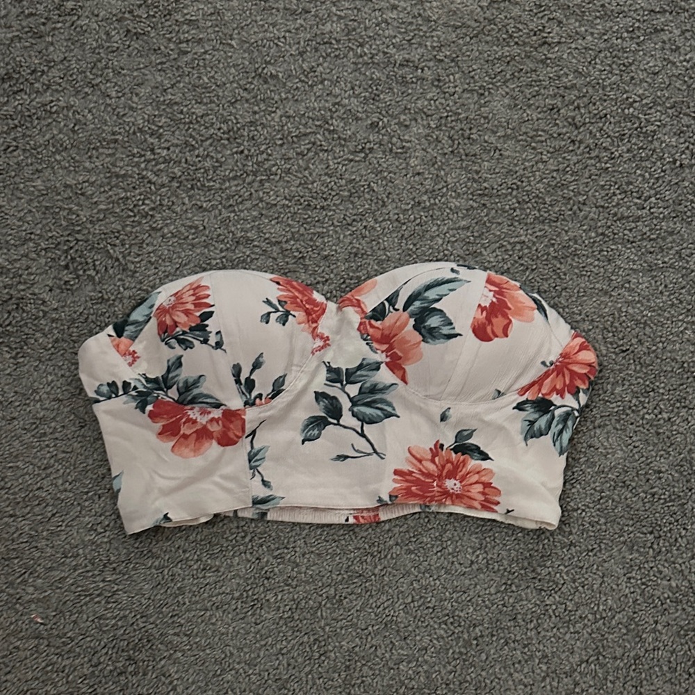 Strapless Floral Bustier Top